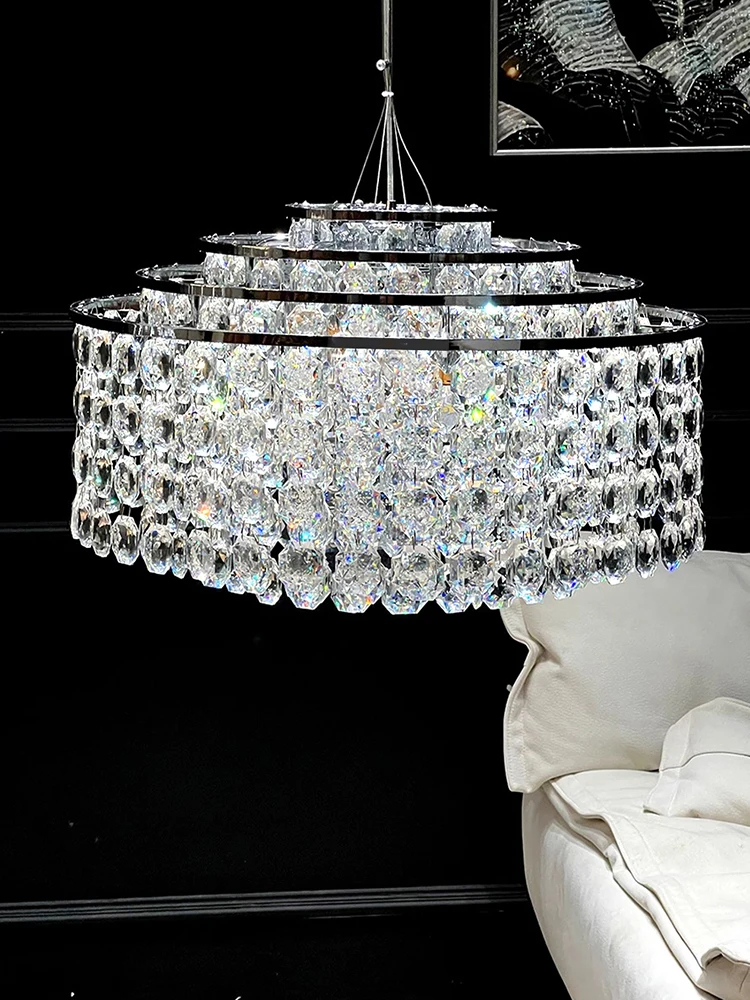 Luxury Glittering Crystal Hanging Lamp for Ceiling Modern Home Pendant Lights American Style Cottage Living Room Deco Lustre