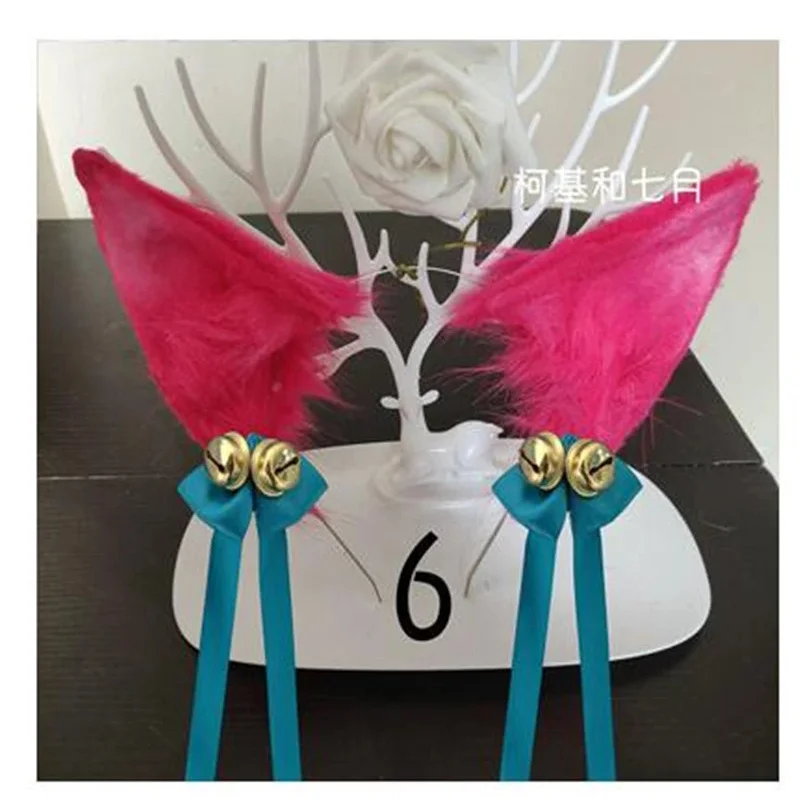 Az15LOL The Nine-Tailed Fox Spirit Blossom كيمونو كوسبلاي إكسسوارات Ahri Ear KC عقال أغطية الرأس