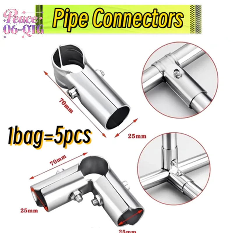 5pcs 25mm Structural Pipe Connectors Metal Tube Connector Pipe Rod Support Fixed Clamp Connector Fittings