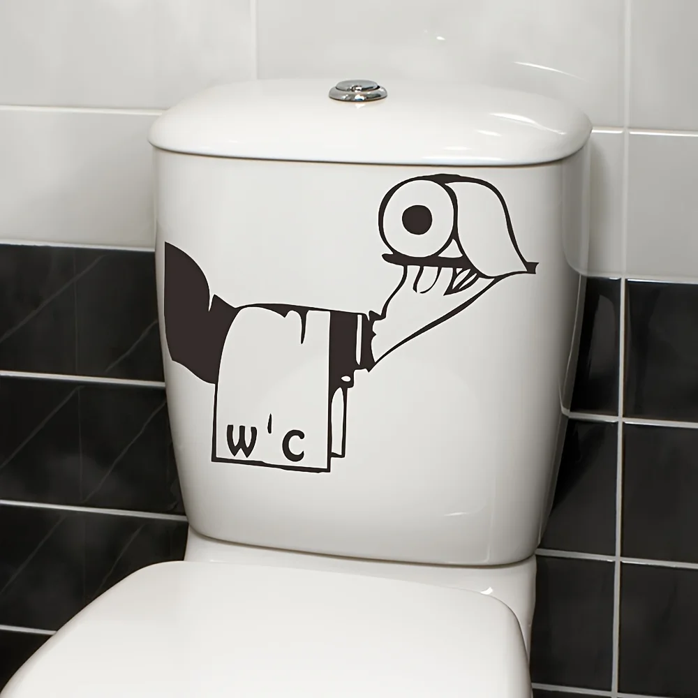 1Pc Whimsical Self-Adhesive Toilet Lid Decal - Creative Bathroom Wall Sticker, Durable Pvc Material