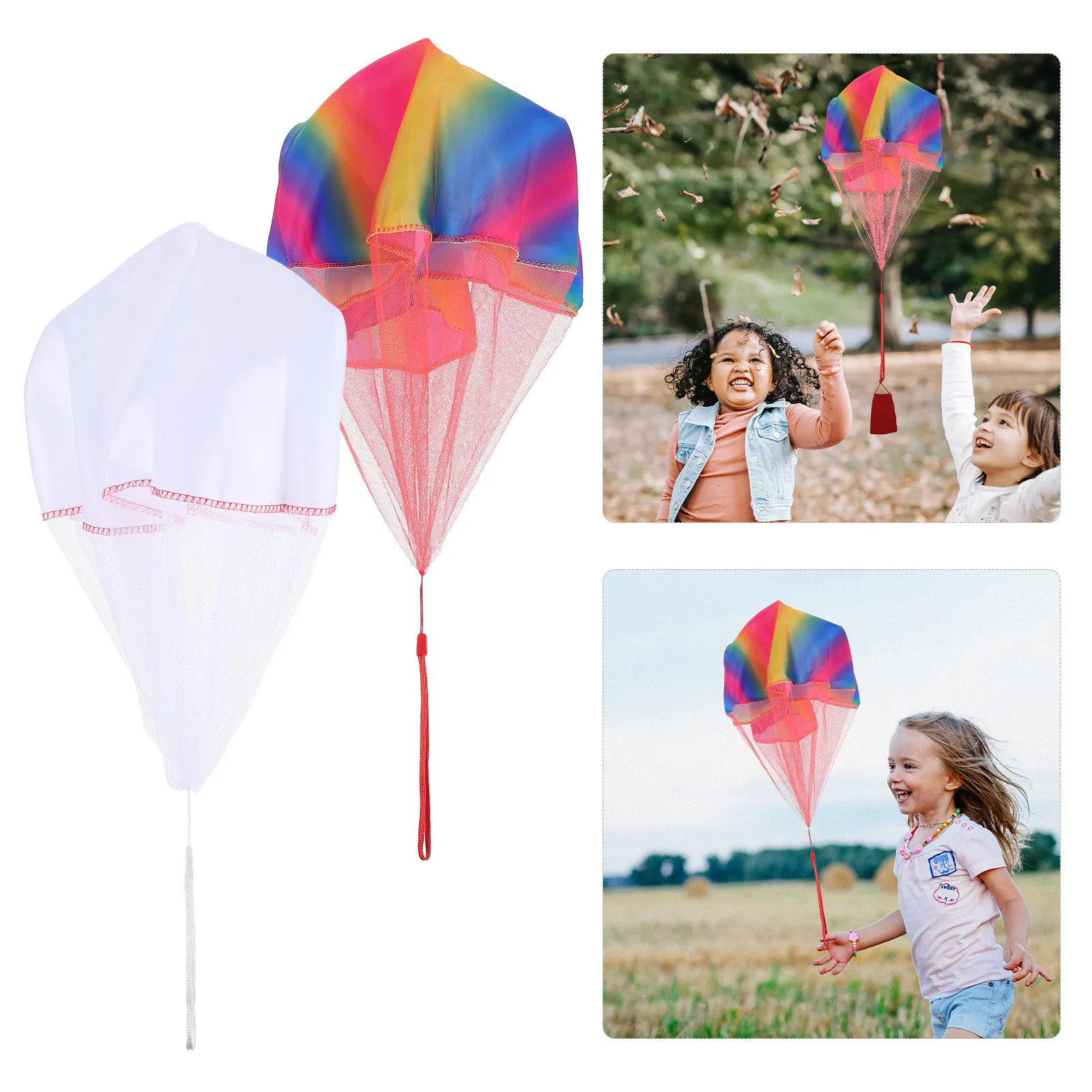 

2Pcs Hand Throw Parachute Outdoor Kids Creative Slow Landing Children Flying Game Props Hand Throw Parachute Toys