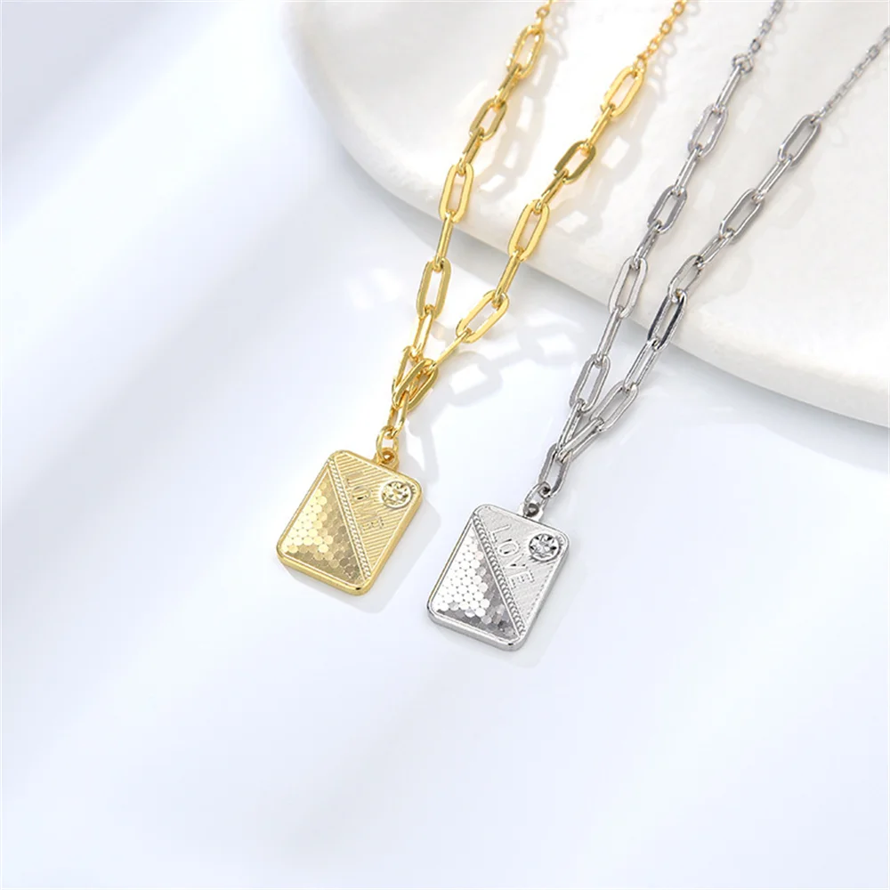 

Европейско-американское нишевое ожерелье из стерлингового серебра 925 пробы, квадратный кулон из рыбьей чешуи, цепочка на ключицу премиум-класса INS на осень-зиму