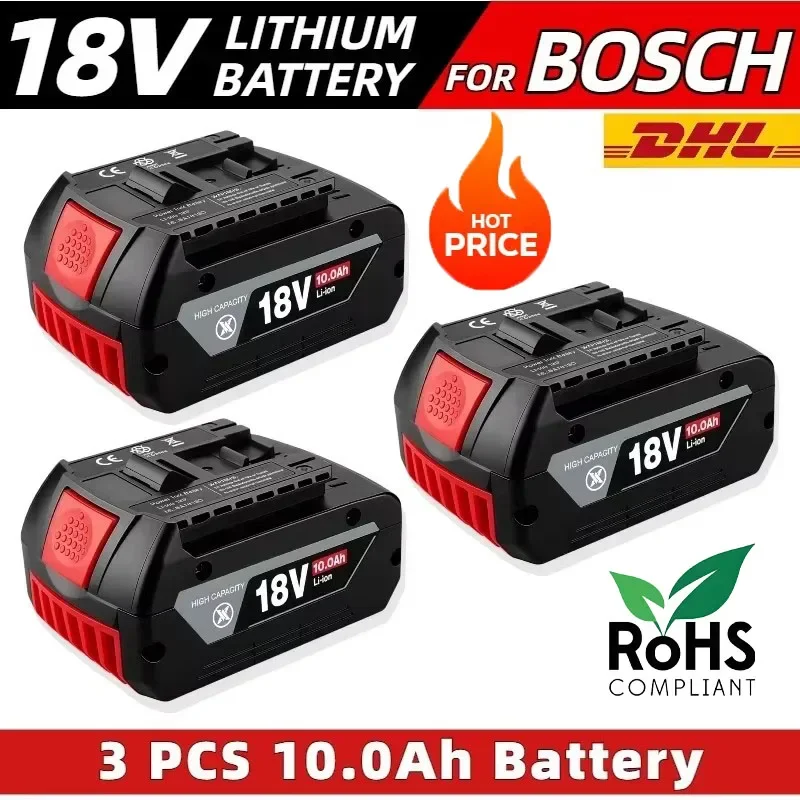 

18В 10.0Ач Оригинальный аккумулятор для Bosch 18 В Professional GBA GBH GSR GSB BAT618 BAT609 BAT620, сменный аккумулятор