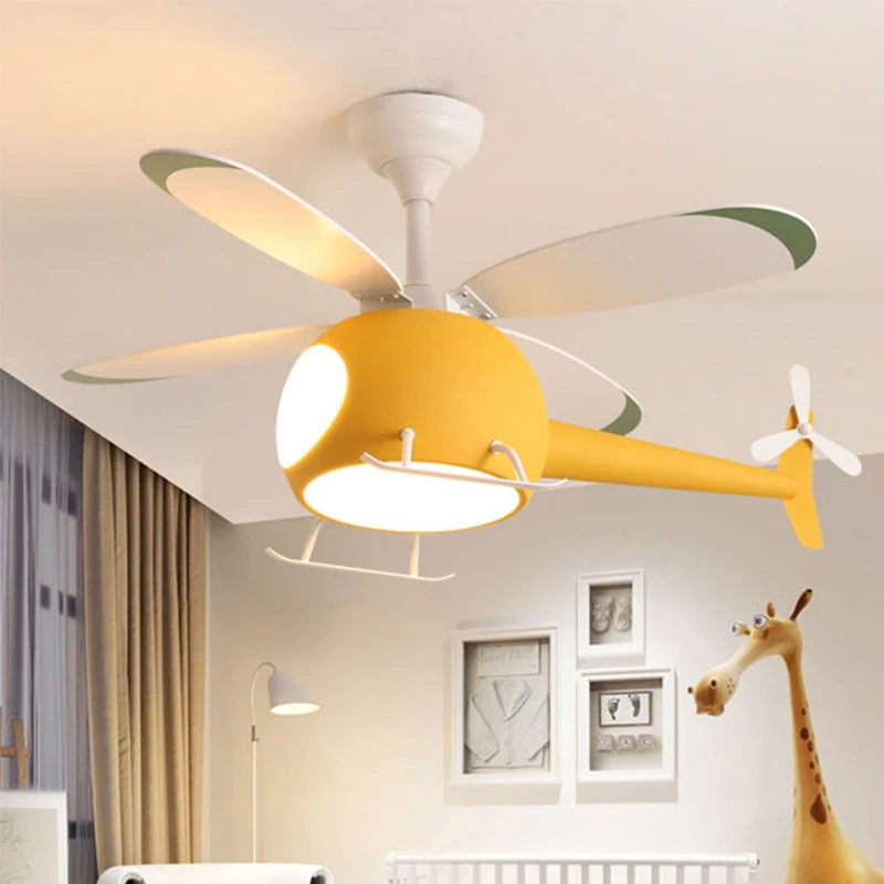 TEMOU ventilatore da soffitto per bambini luce ventilatore nordico personalizzato creativo LED ristorante camera da letto studio con ventilatore da soffitto leggero