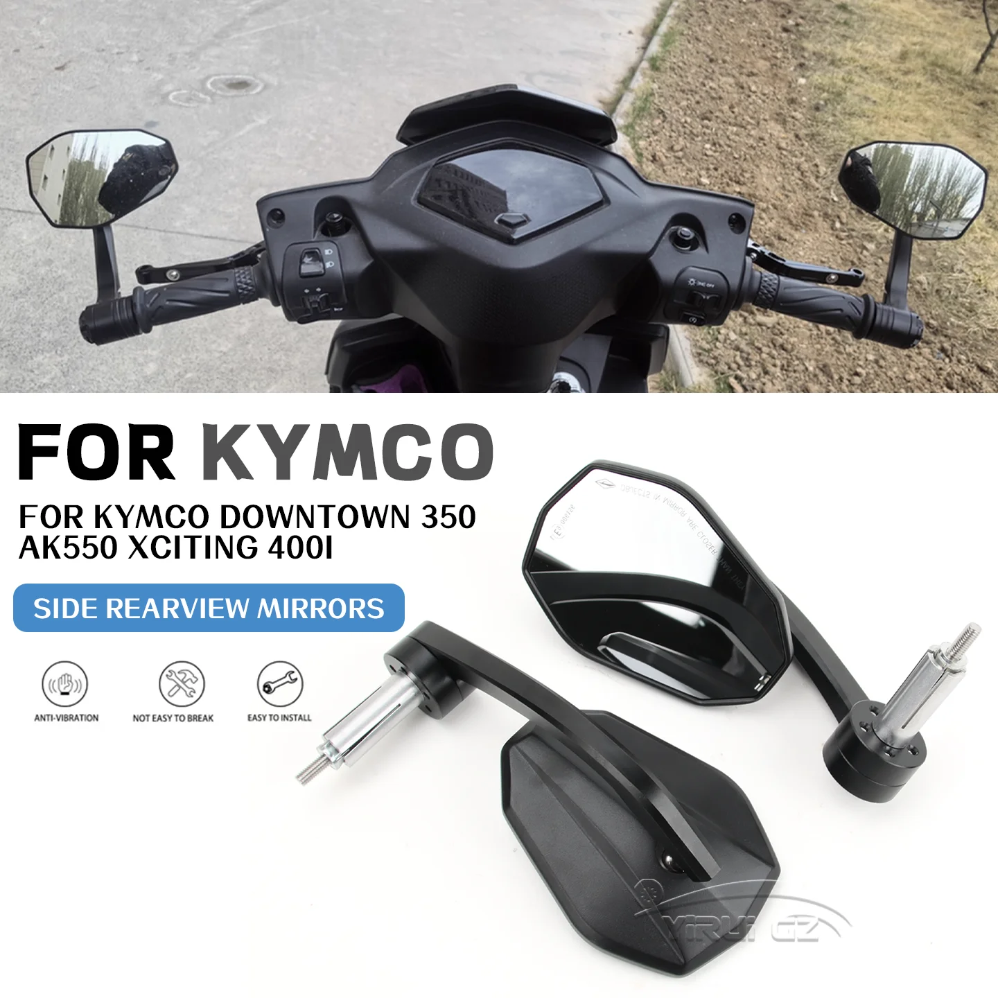 

Motorcycle Mirror Handlebar Mirror Universal Motorcycle Mirror Wide Vision For kymco downtown 350 ak550 xciting 400i ak550 400i