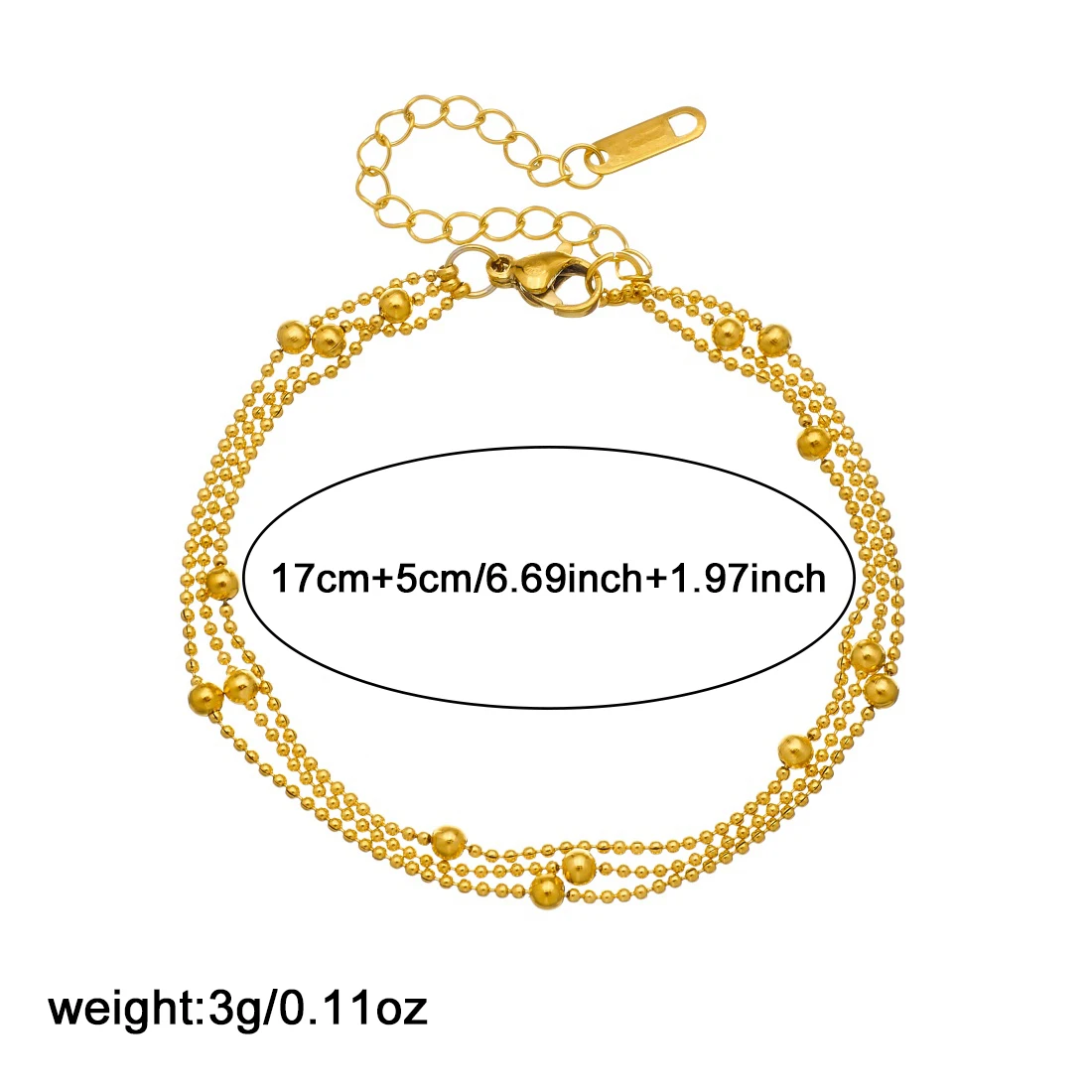 MEYRROYU 316L Stainless Steel Golden Elegant Small Bead Multi-layer Chain Non-fading Bracelet Lady Fashion Non-fading Jewelry