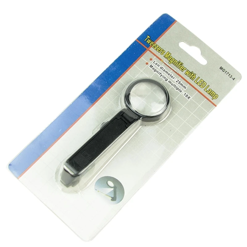 Small 8x Glass Travel Friendly Lens and Tweezers Glass with Tweezer Magnifier Tools X3UD