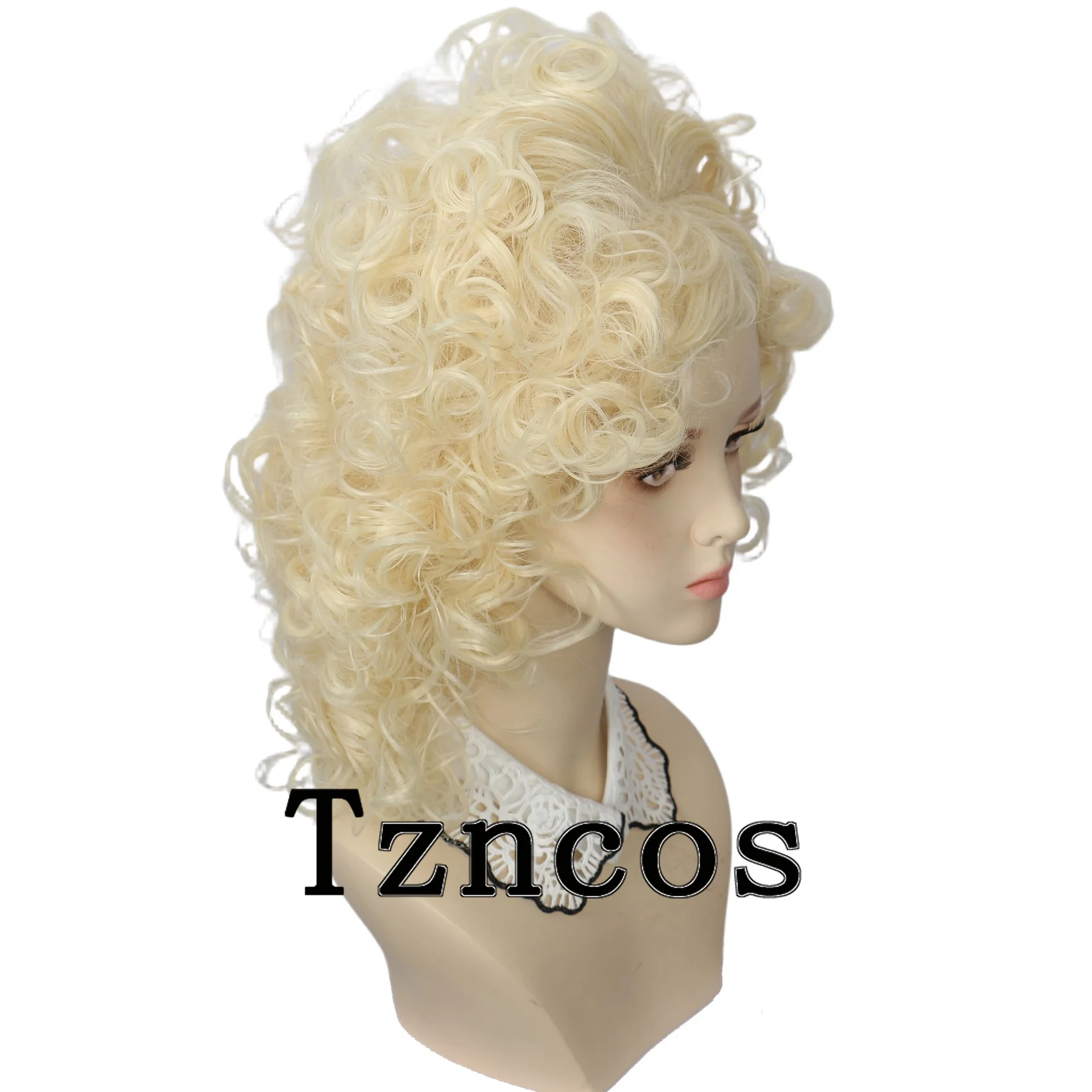 Peruka Tzncos Classic Retro lata 50. 80. z włosów blond w stylu plaster miodu, kręcona, luźny kok, stylizacja włosów, klasyczna odzież, impreza
