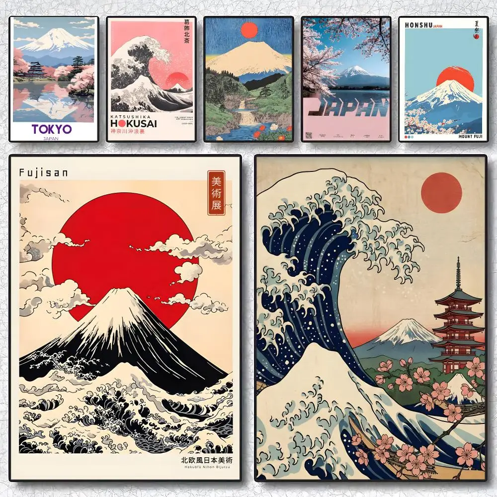 Natural Landmark Volcanic-Landscape Mount Fuji Painting Calligraphy Poster ‌decor Canvas Modern living room