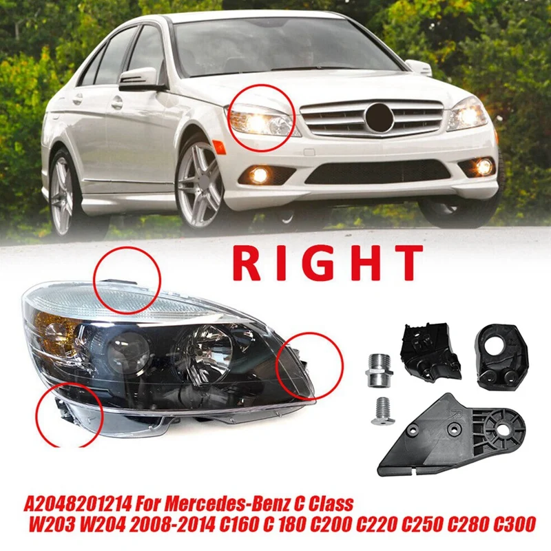 1Pair Headlight Repair Bracket Mount Kits For Mercedes-Benz C Class 203 W204 C160 C180 C200 2008-2014 Fixed Claw Bracket