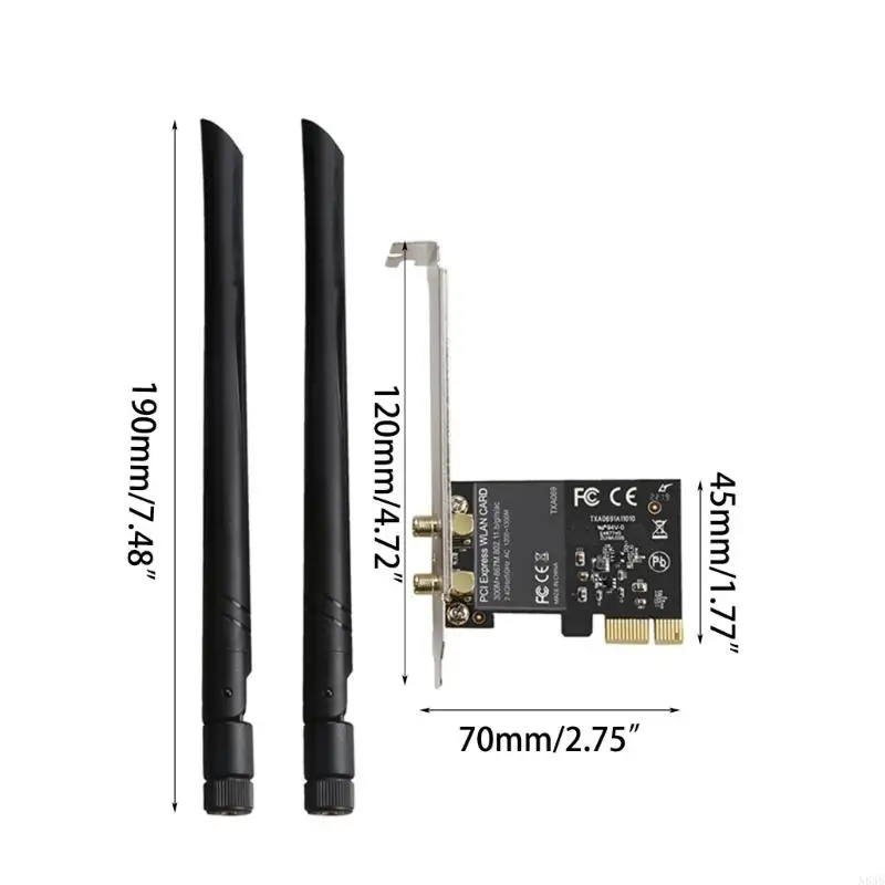 Adaptor WiFi N84B untuk Desktop PC AC1300M Antena-Gain High-Range 5.0GHz 2.4GHz Adaptor Jaringan Nirkabel Ganda-Band