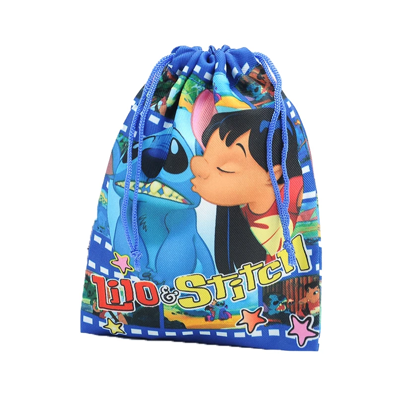 Disney Stitch borsa con coulisse Kawaii Lilo & Stitch Storage Bag borsa con coulisse in tessuto Non tessuto festa per bambini forniture per Baby