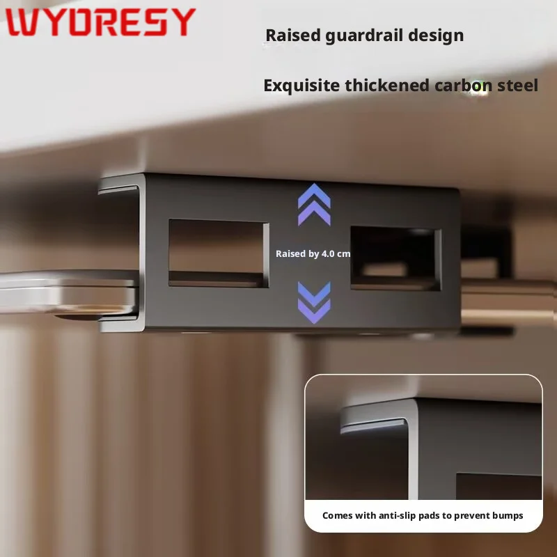 WYORESY for (MacBook Air 13/15-inch, MacBook Pro 14-inch) Under Desk Laptop Stand Shock Absorption Anti-Sway Hidden Metal Tray