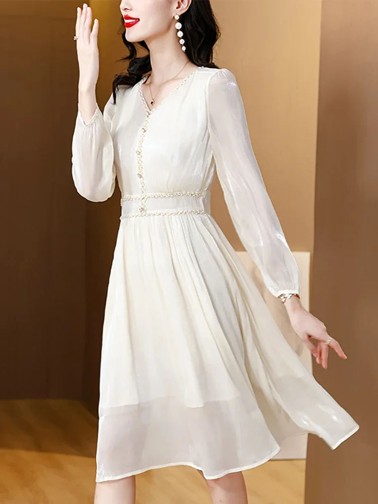 2024 White Chic Diamonds Lace Prom Dress Women Elegant Bodycon Long Dress Gown Autumn Winter Korean Fashion Luxury Evening Dress