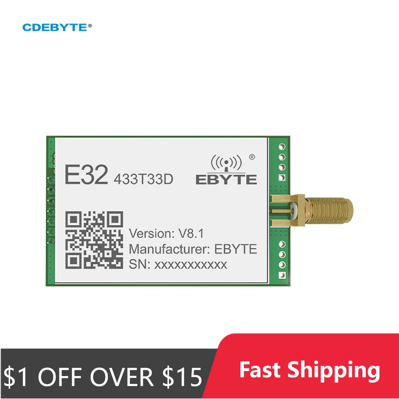 

Модуль широкого спектра LoRa 433 МГц, стандартный длинный дисплей 12 км, 33 дБм, Стандартный беспроводной модуль пробуждения воздуха