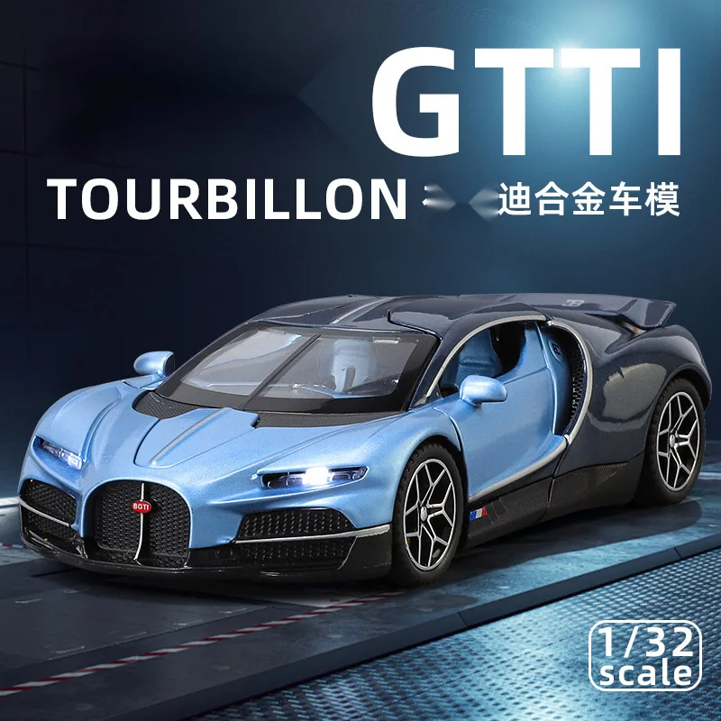 1:32 Tourbillon Toy Sports Car Model Diecast Metal Sound Light Pull Back Simulation Vehicle Models Ornaments Gift