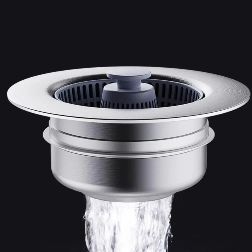 Stainless Steel Kitchen Sink Strainer with Anti-Clogging Bounce Core Leak-Proof Kitchen Drain Filter Rust-Proof Universal