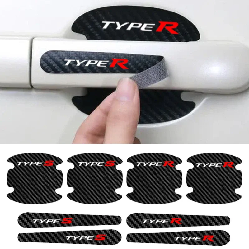 Car Door Handle Edge Scratches Protector Strip Stickers for Honda TypeR TypeS Logo Accord Civic Odyssey Auto Exterior Decoration
