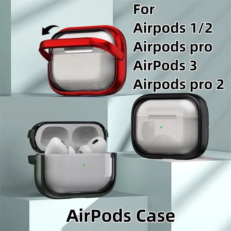 

Earphone Case for Apple Airpods 4 3 2 1 Generation Pro Headphone Protective Cover Soft TPU Shockproof Protector Sleeve With Hook