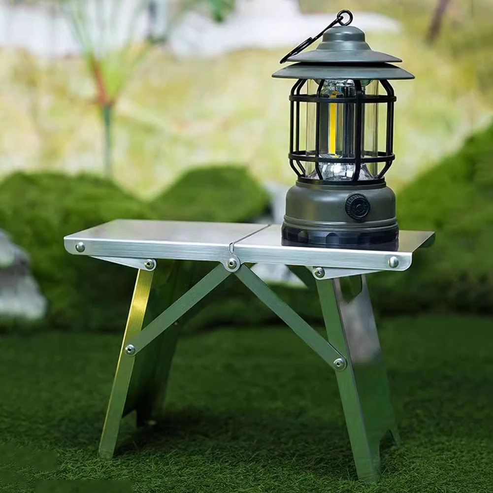 

Stainless Steel Folding Camp Table Side Table Portable Picnic Table for Cooking Picnic Beach Backyards BBQ