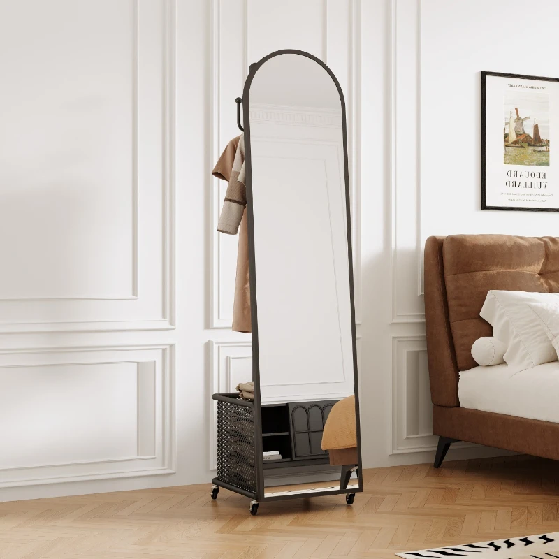 Integrated home Coat rack Rotating full-length mirror Bedroom removable coat rack Entrance hall burro ropa perchero Furniture