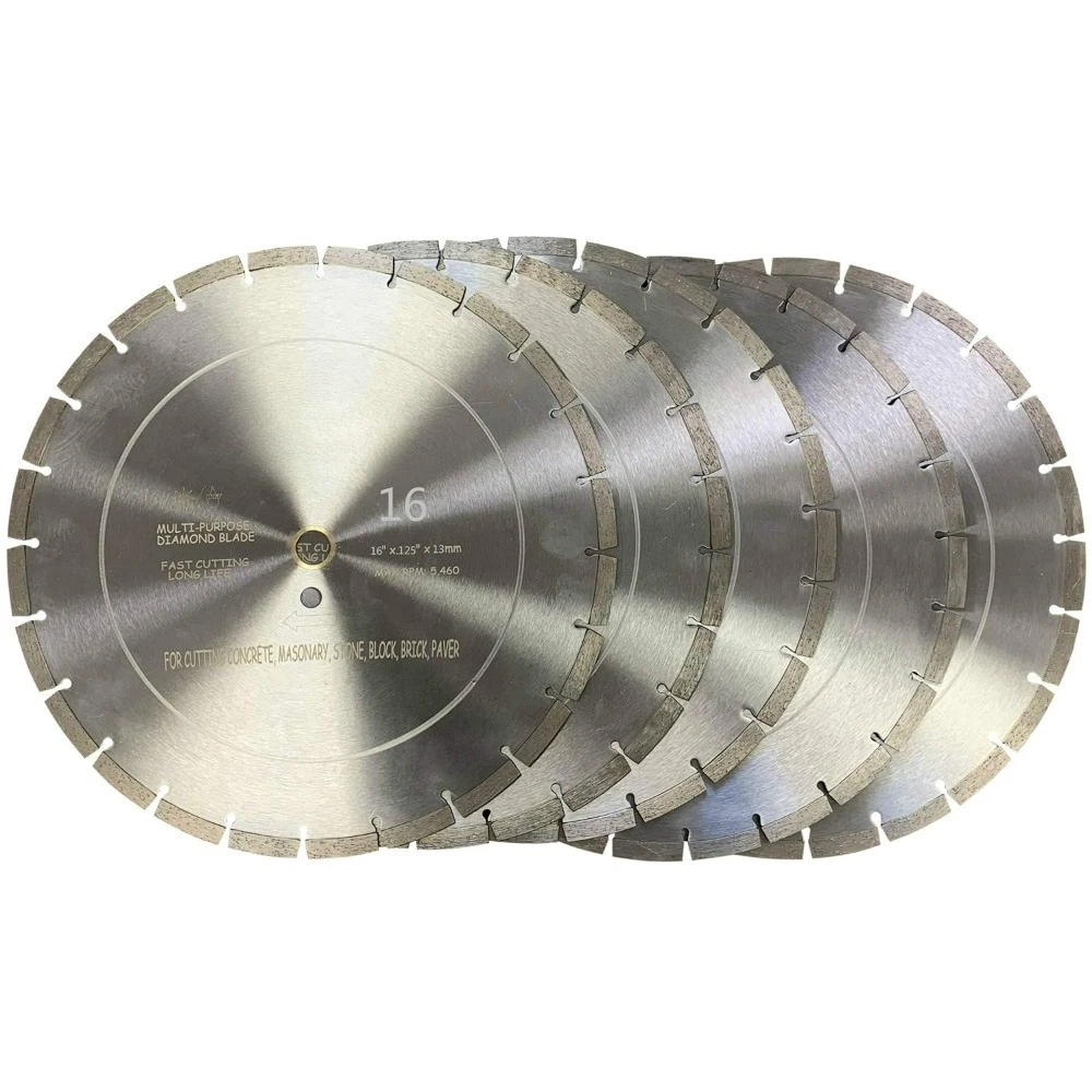 (Paquete de 5) Cuchillas de diamante segmentadas de sierra eléctrica de uso general para corte seco o húmedo de 16 pulgadas para mampostería de ladrillos de piedra de hormigón - NUEVO