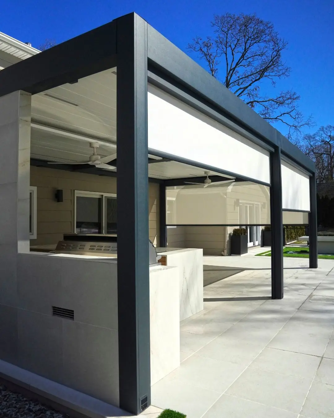 

Garden Gazebo Waterproof Shade Motorized Remote Control Retractable Louvered Roof Canopy Outdoor Bioclimatic Aluminum Pergolas