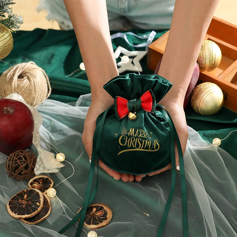 (1 pcs) 15x17cm Apple Bag Christmas fruit handbag Holiday Set Gift New Year Decoration Packaging