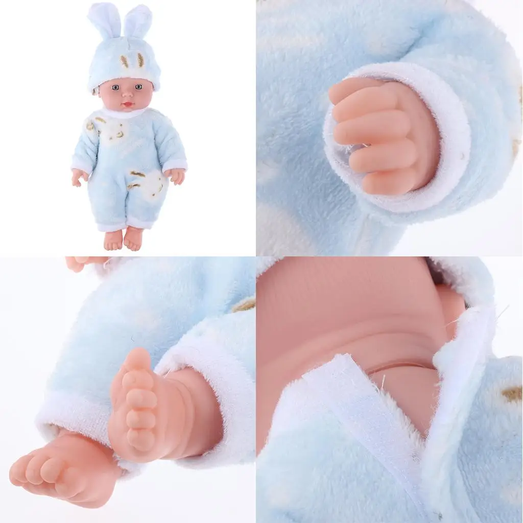 12 inch Doll Full Vinyl Newborn Baby w. Clothes Kids Toys Xmas Gifts Blue