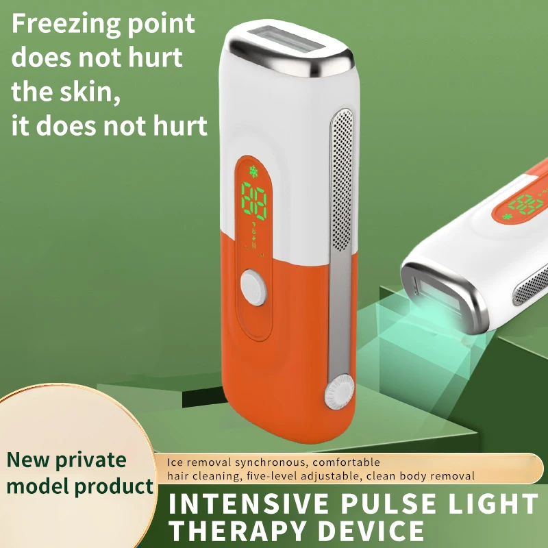 

Portable handheld electric high-intensity pulsed light laser hair removal device, suitable for facial and body hair removal, wit