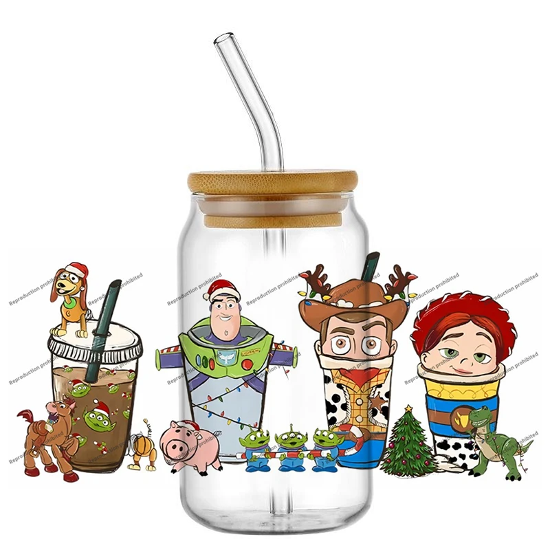 

New Design Disney Princess Stickers 16oz Glass Cup Decal Waterproof DIY Custom Creativity Gift Wrap