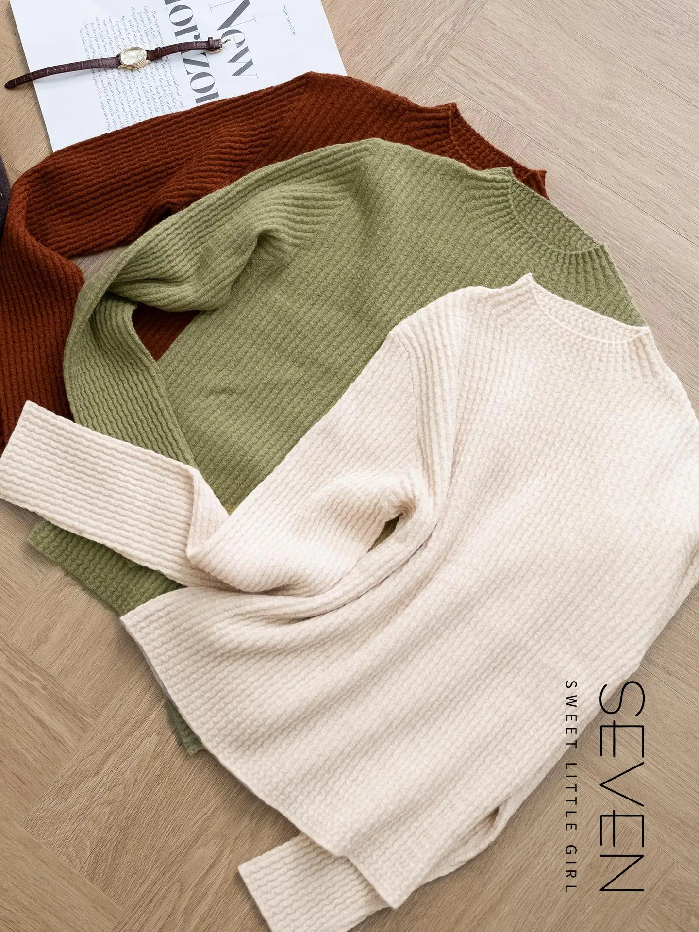 

Шерстяной вязаный свитер для женщин, базовый слой, теплый, для повседневной носки, приталенный, с длинным рукавом, стандартной длины, однотонный