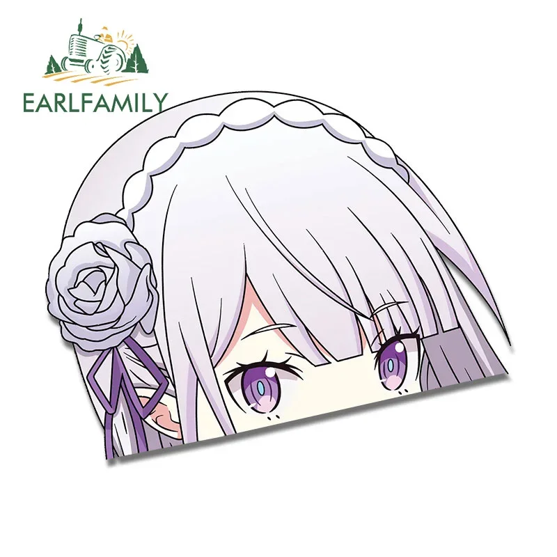 EARLFAMILY 13cm x 10.5cm for Emilia Anime Peeker Car Stickers Motorcycle Surfboard Campervan Decal RV JDM Auto Car Accessoires