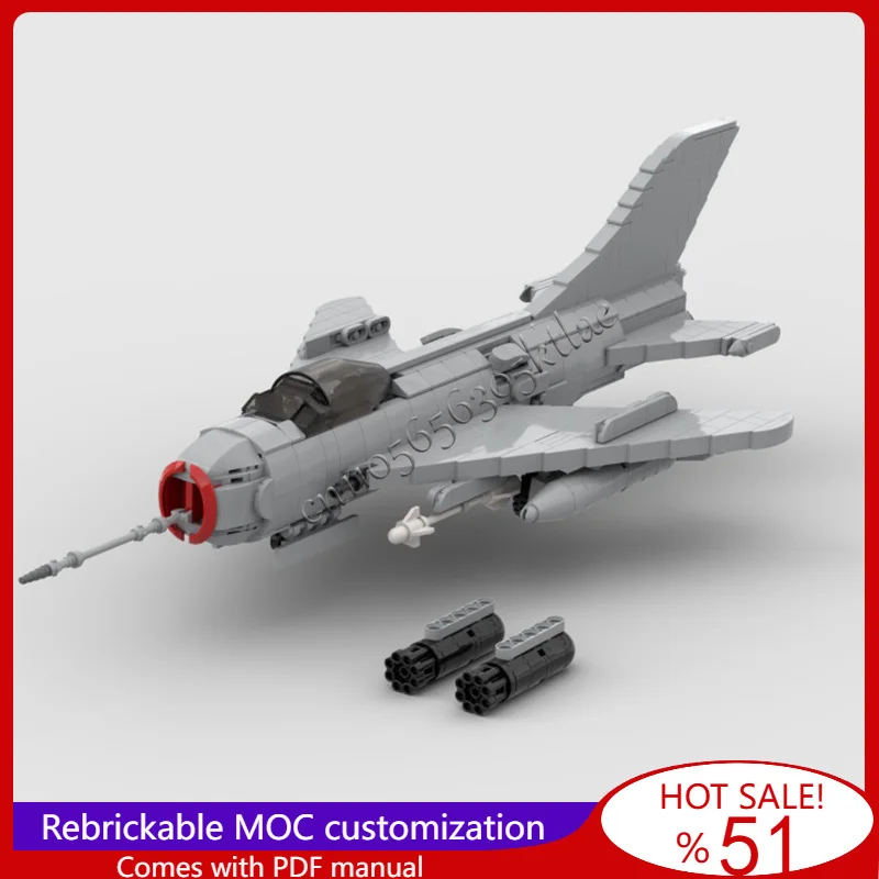 720 Parts MOC Second Generation Single Seat Twin Engine Mig 19S Fighter Jet Model Assembled Educational Creative Kids Toys Gifts