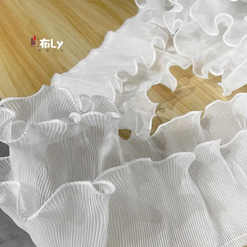 Double-Layer Matte Pleated Texture Lace Fabric For Skirt Cuff Decoration DIY Accessory