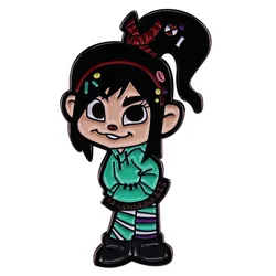 Cartoon Vanellope Von Schweetz Cute Metal Brooch Kawaii Girl's Hat Bag Accessories Gift Kids Wreck It Ralph Lapel Pin