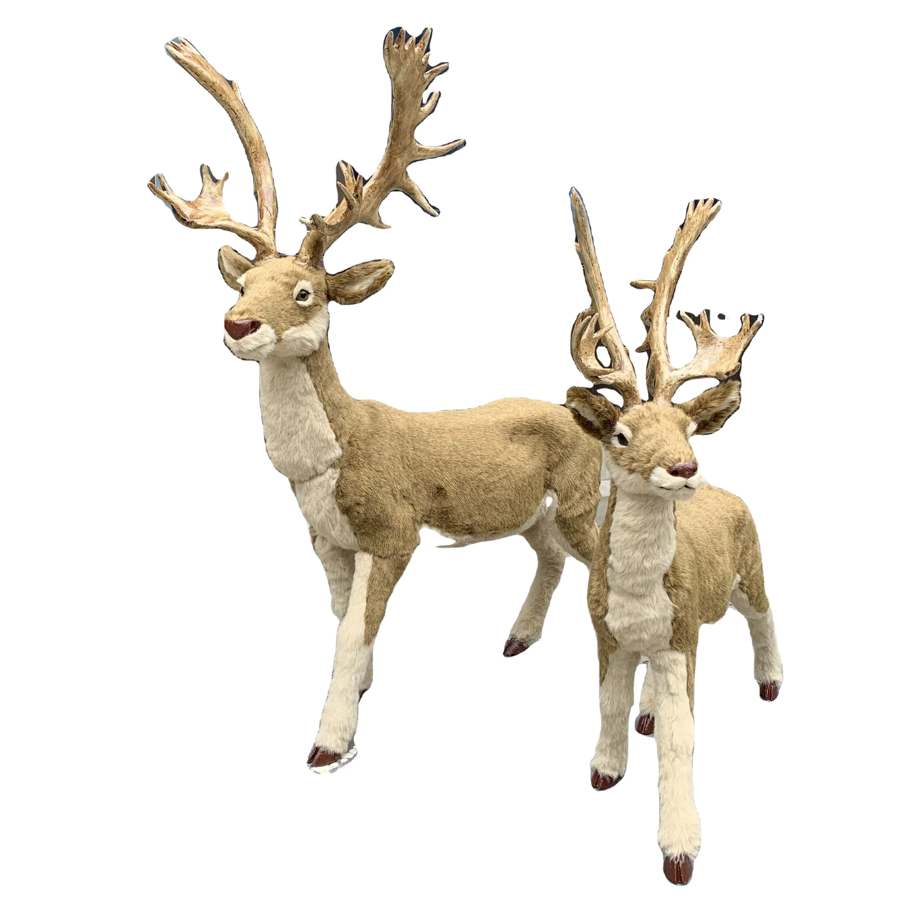 Hot sale realistic plush plastic outdoor christmas reindeer decorations