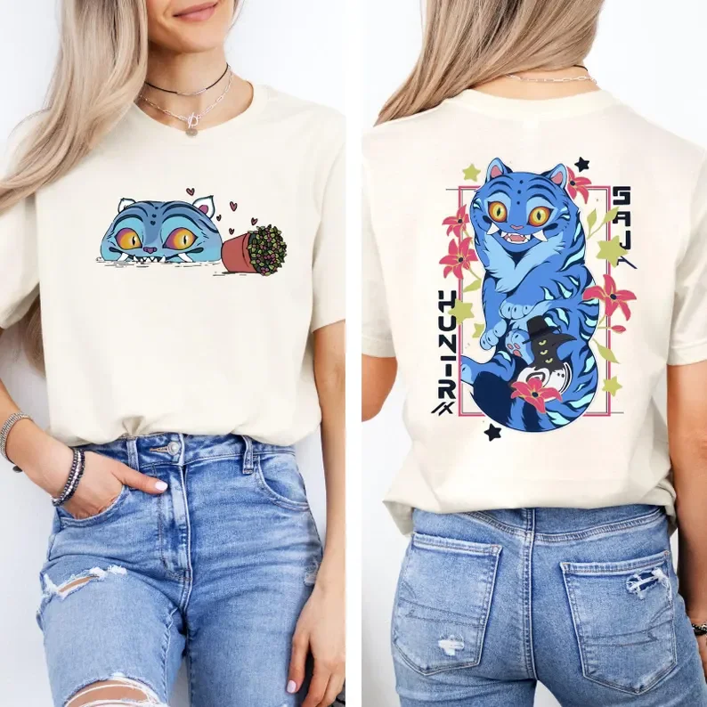 Kpop شيطان الصيادين النمر النمر والطيور شيطان هنتر النمر تي شيرت الصيادين النمر مروحة الحيوان قميص Kpop فيلم مروحة هدية