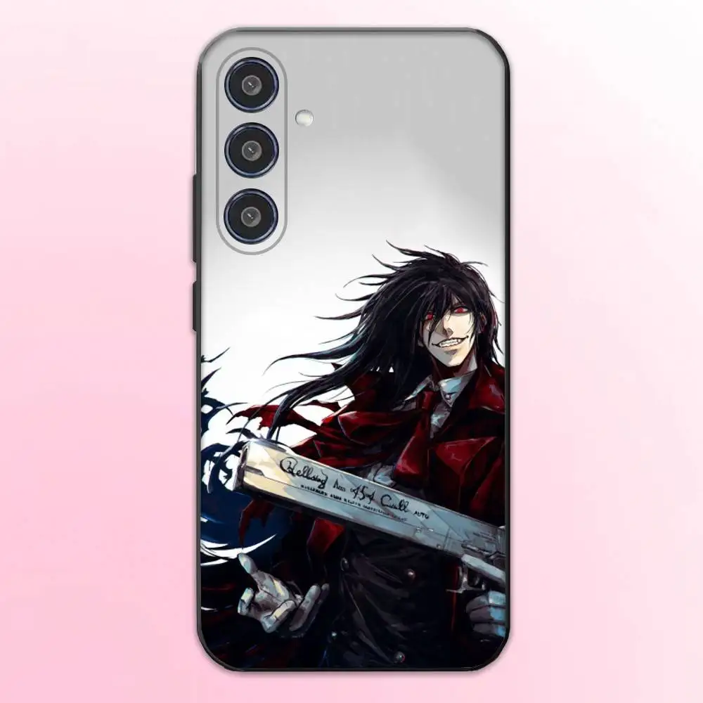 H-HELLSING 만화 전화 케이스 삼성 갤럭시 A73,A72,A71,A70,A53,A52,A51,기타 소프트 블랙 커버