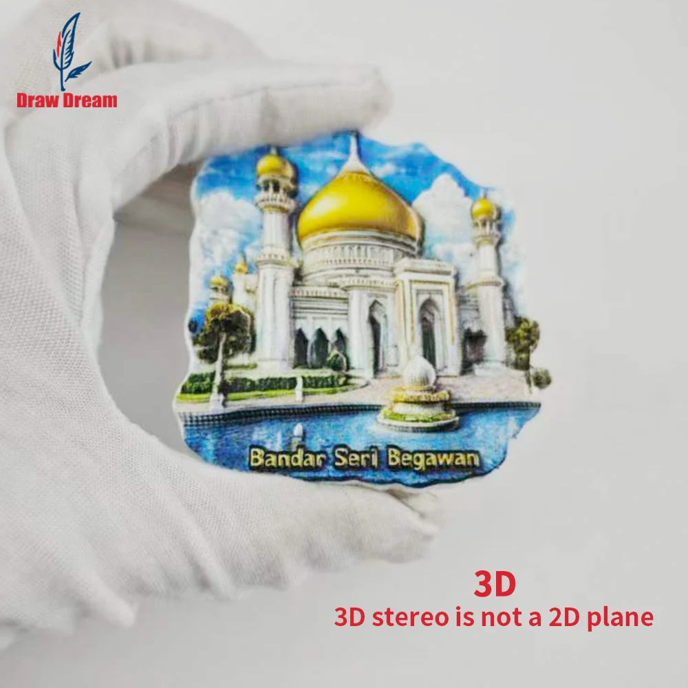 1Pc Brunei Capital Refrigerator Magnet World Travel Souvenir Collection Suitable for Home and Office Decoration, Personalized Exclusive Travel Souvenir Magnetic Refrigerator Magnet, Home Decoration, Kitchen, Room, Office, Cabinet Crafts Gift, Holiday Souvenir, Exquisite Small Gift