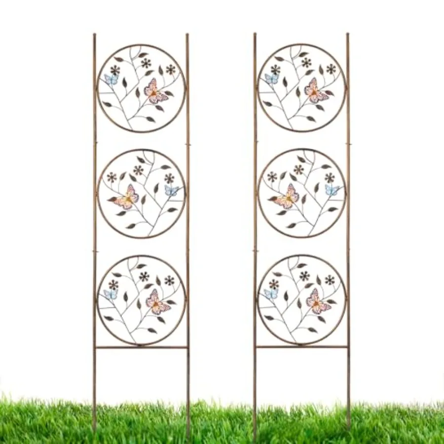 

Set of 2 Metal Garden Trellis for Climbing Plants, Decorative Vegetables Flowers Vine Trellis for Outdoor Patio 55'' H x 12.4''