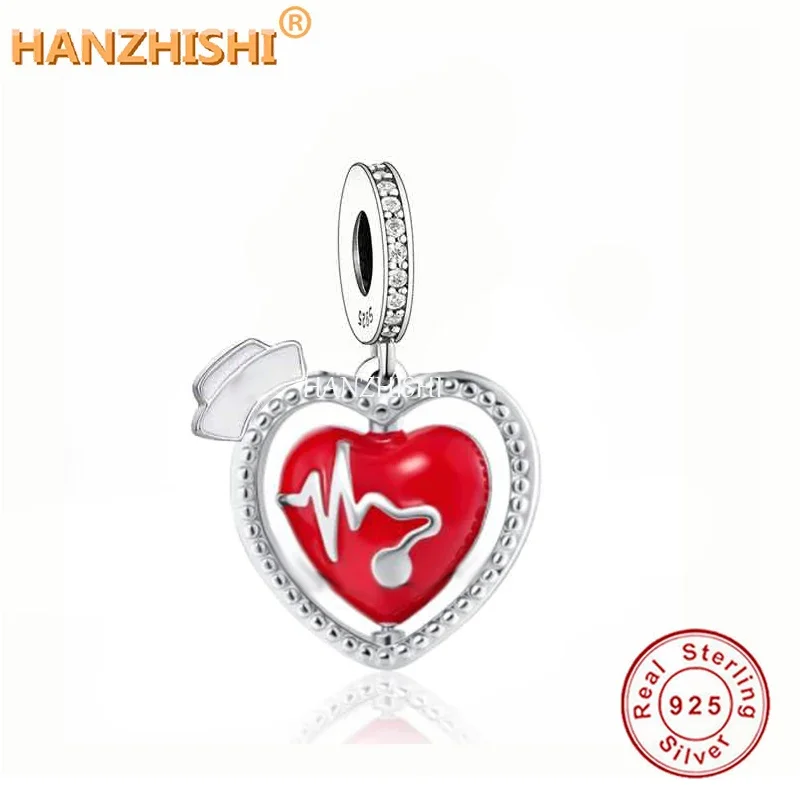 2022 Fashion Real 925 Sterling Silver Beating Heart Dangle Charms Beads Fit Original Brand Bracelet Necklace Jewelry Gift