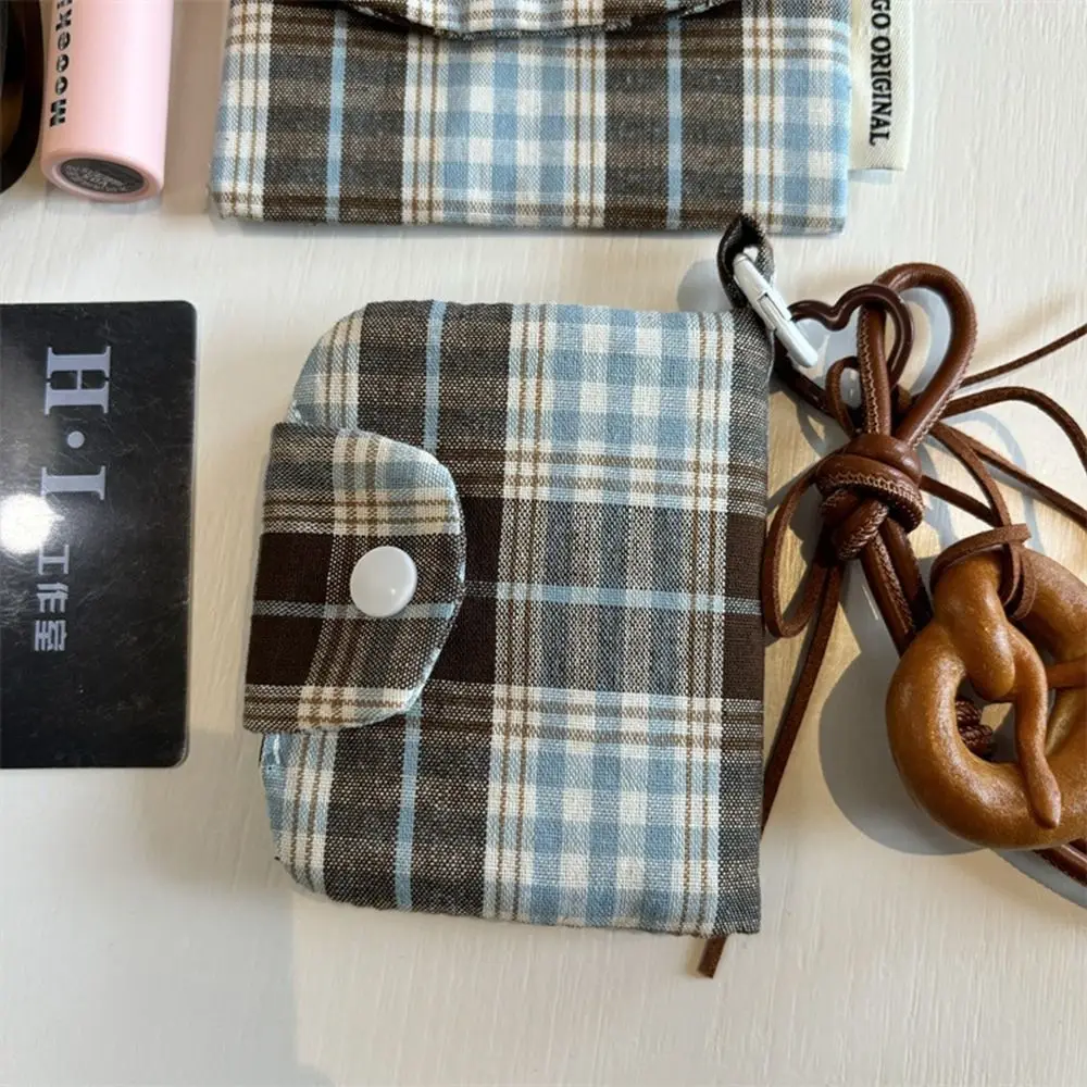 Canvas Retro Karierter Münzbeutel im koreanischen Stil, tragbare Mini-Geldbörse, multifunktionale Stoffumschlag-Geldbörse für den Außenbereich – Detail 9