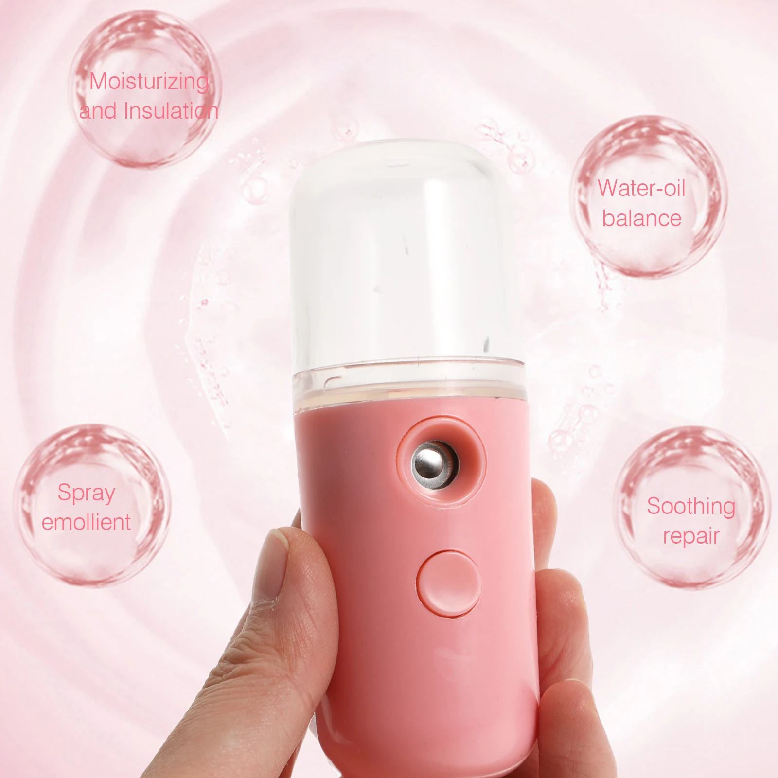 

Facial Facial Steamer Steamer Portable Usb Rechargeable Handheld Mist Sprayer Deep Hydration Skincare Device Pink