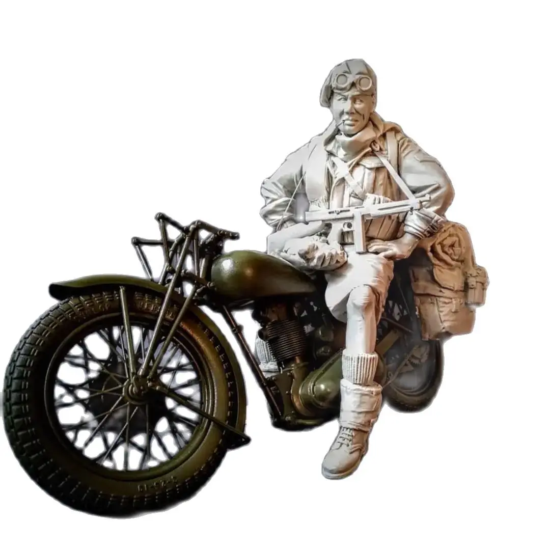 

1/9 Commonwealth Triumph Motorcycle Rider Figure Resin Figure Unpainted Model Kit, military theme, unassembled and unpainted GK,