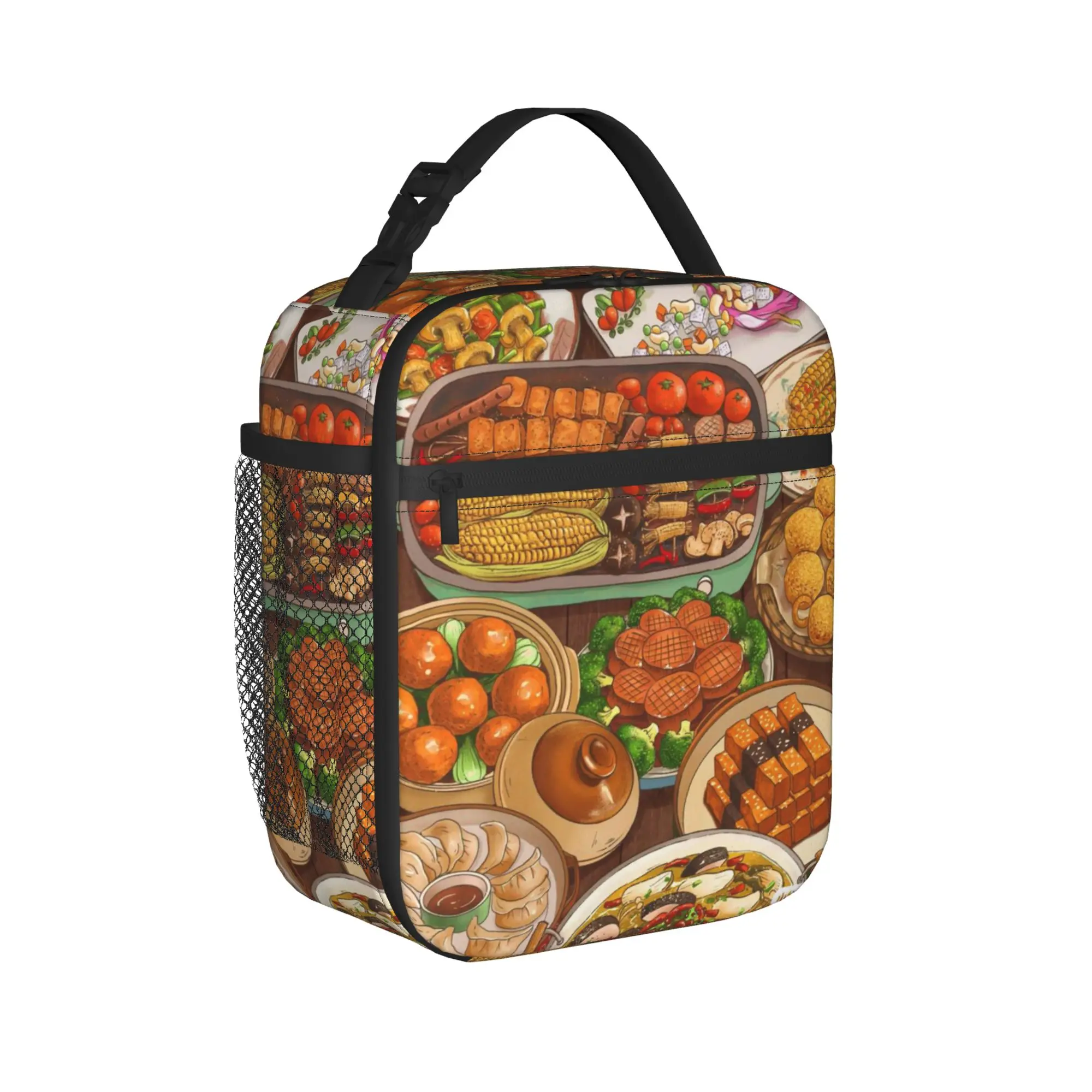 Lunch Multi Bowl Feast Manga Lunch Bag For Child  Designer Lunch Box Casual Picnic Cooler Bag Convenient Oxford Tote Food Bags