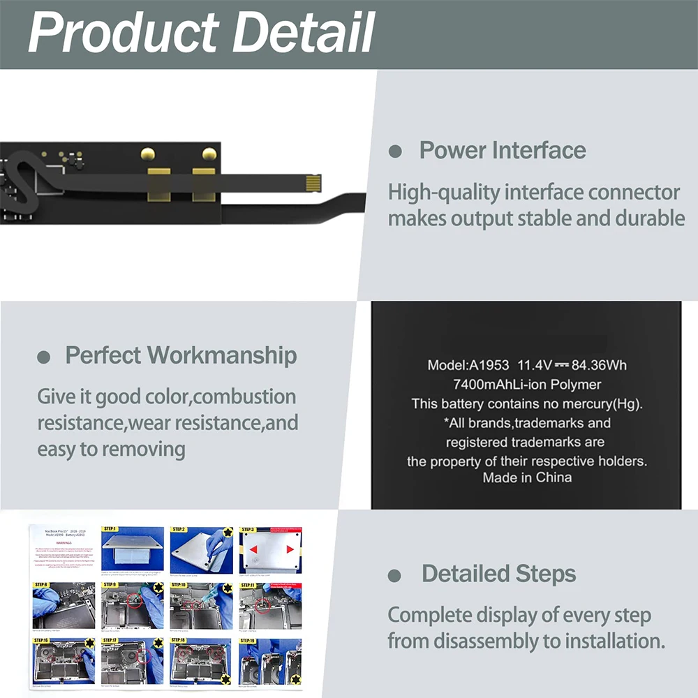 Imagem -04 - Bateria do Portátil para Macbook Pro A1990 A1953 A1990 A1990 Mid 20232023 Bateria de Substituição Polímero de Lítio Emc 3215 3359 15 Polegadas