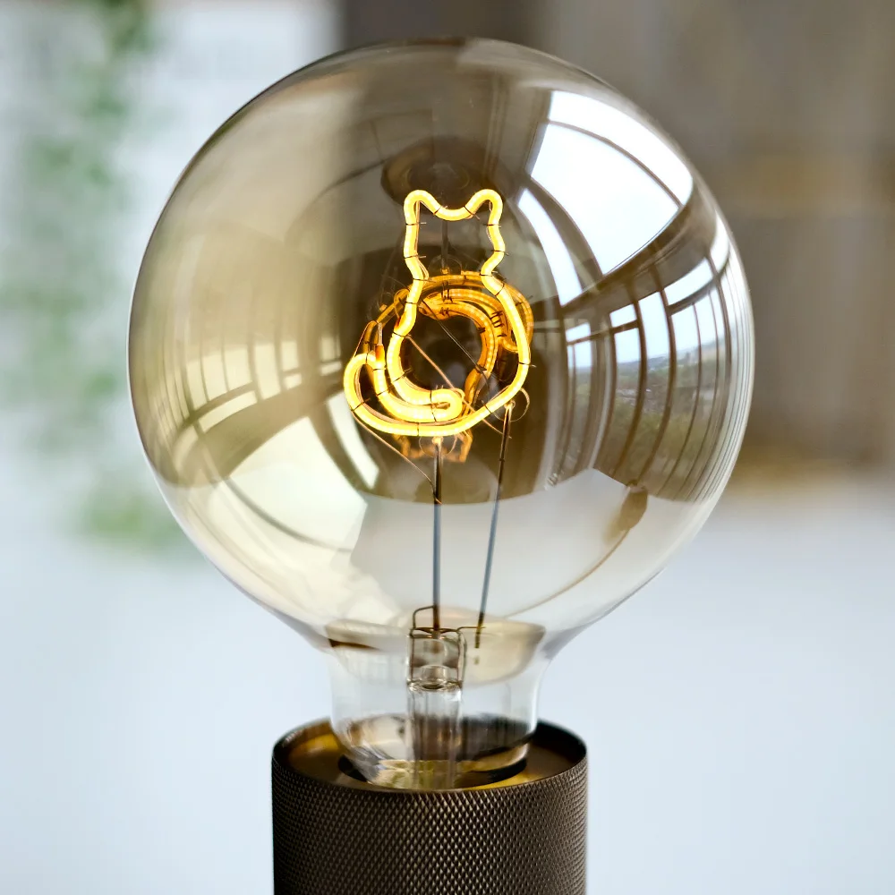 TIANFAN-Ampoule LED Vintage Grand Globe G125 Chat, 4W, Alphabet Variable, 220V, 100V, E26, Décorative