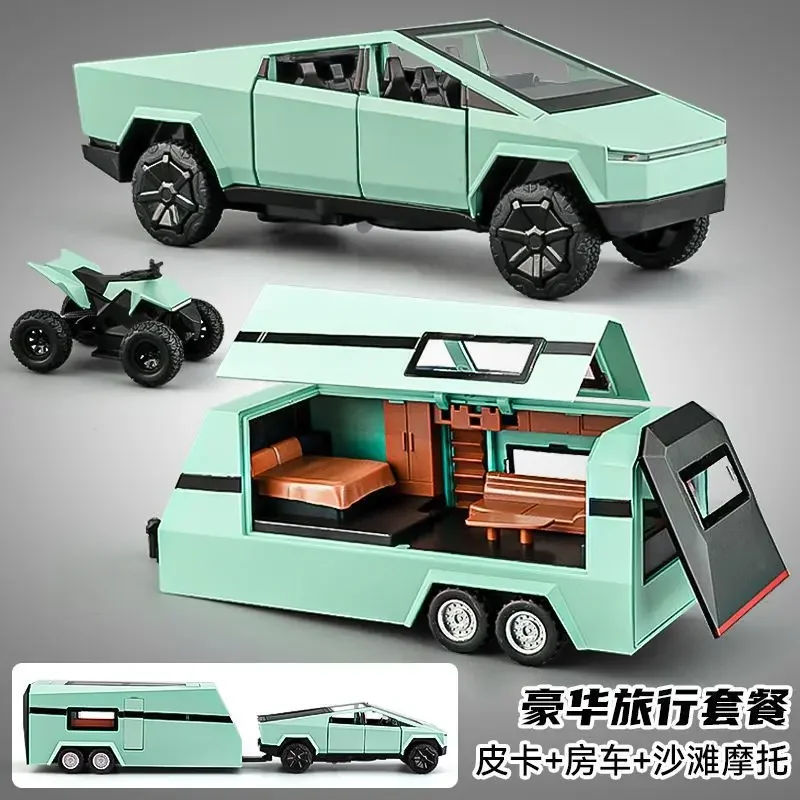 1: 32 Models Anime Surrounding Tesla Pickup Trailer Model Ornament Handmade Model Children's Christmas Gift