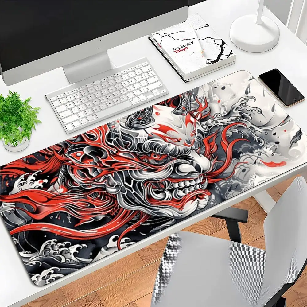 Red Hannya Demon Mask Mouse pads games keyboard accessories large size bedroom learning table mat laptop